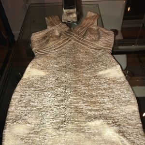 Gold and white Bebe Dress